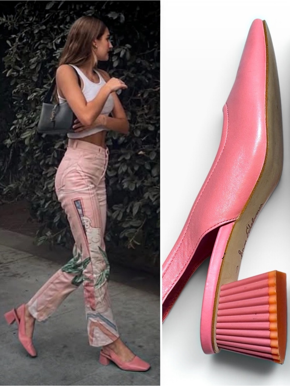 Sam Edelman Toren Candy Pink Leather Slingback Fluted Block Heel Pumps 7